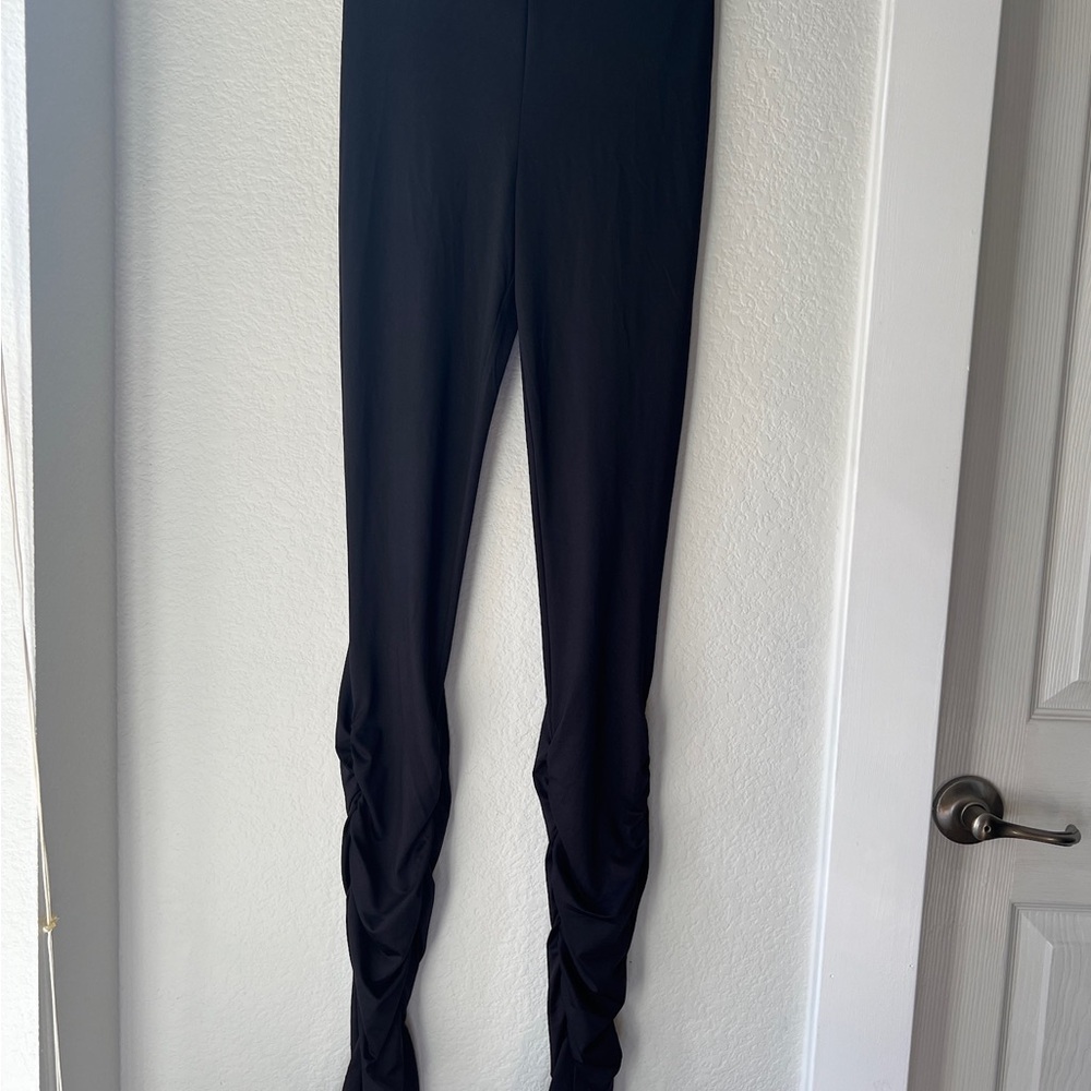 H&M Black Leggings with Ruched Detail